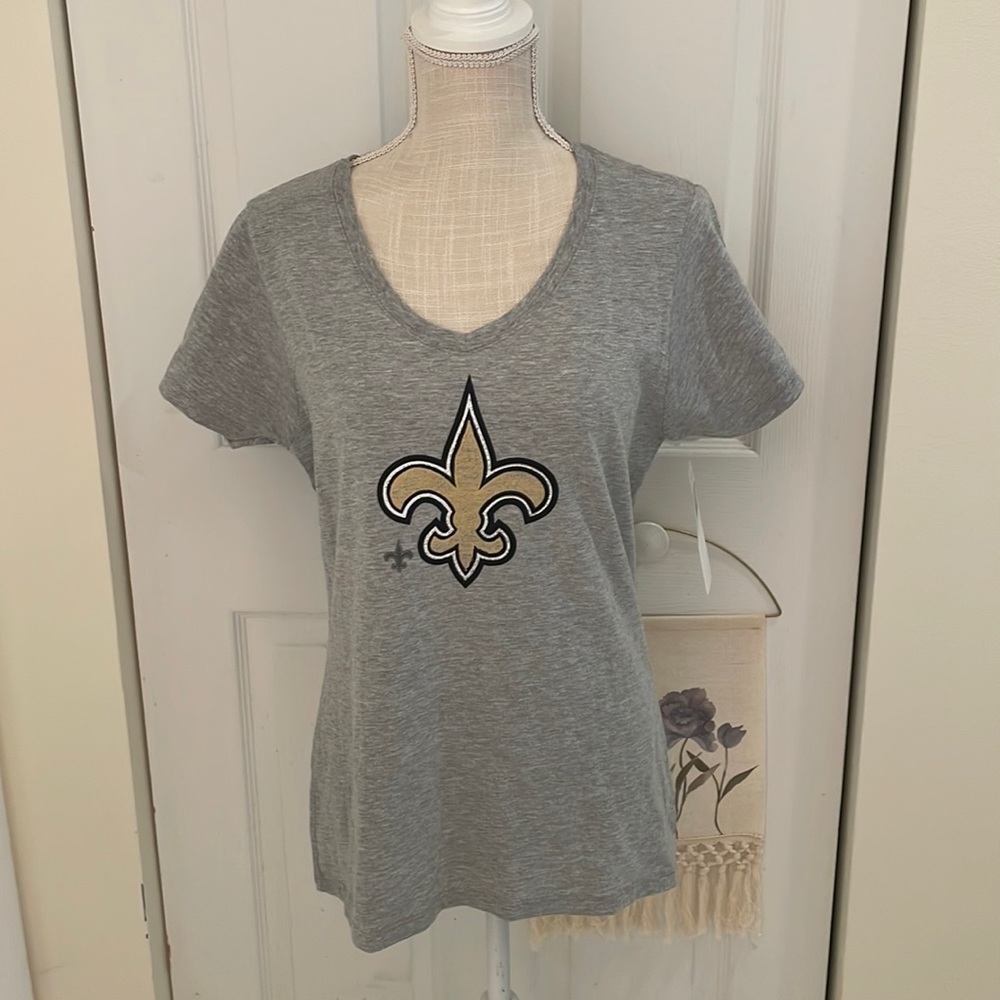 New NFL Team Apparel New Orleans Saints Grey Graphic Tee Shirt